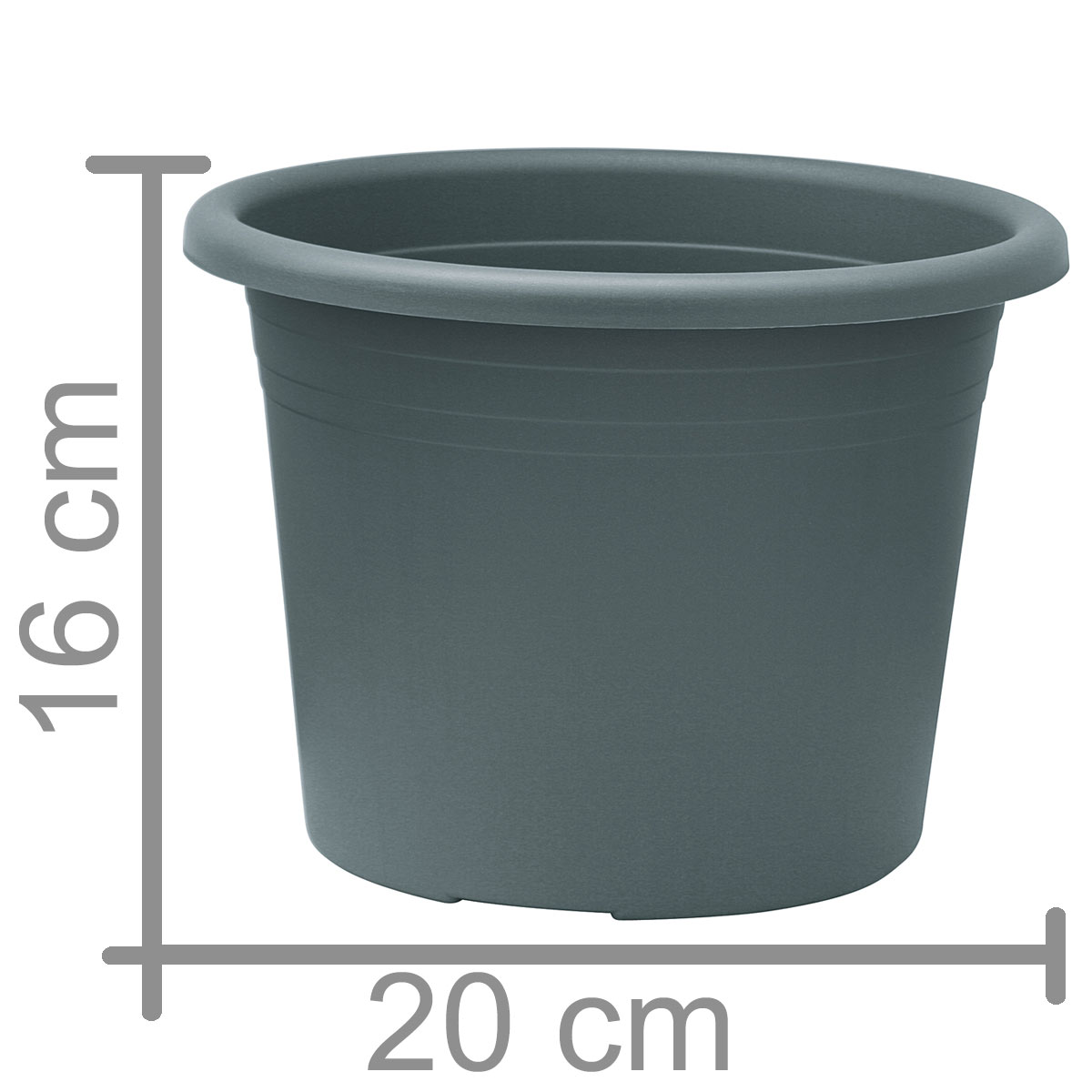 einfacher Blumentopf mit 20 cm Durchmesser in der Farbe anthrazit